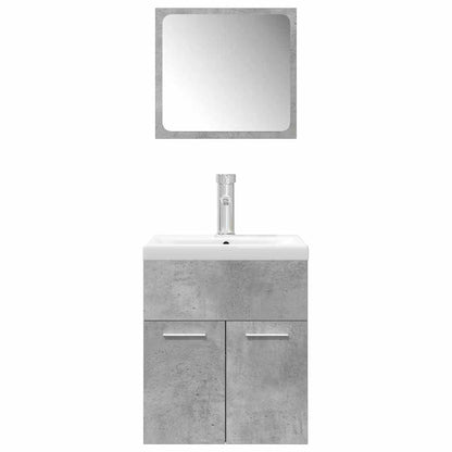 3 Piece Bathroom Furniture Set Concrete Grey Engineered Wood