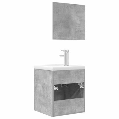 3 Piece Bathroom Furniture Set Concrete Grey Engineered Wood