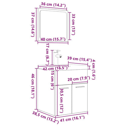 3 Piece Bathroom Furniture Set Concrete Grey Engineered Wood