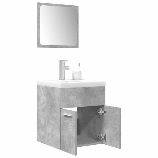 3 Piece Bathroom Furniture Set Concrete Grey Engineered Wood