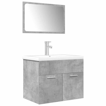 3 Piece Bathroom Furniture Set Concrete Grey Engineered Wood