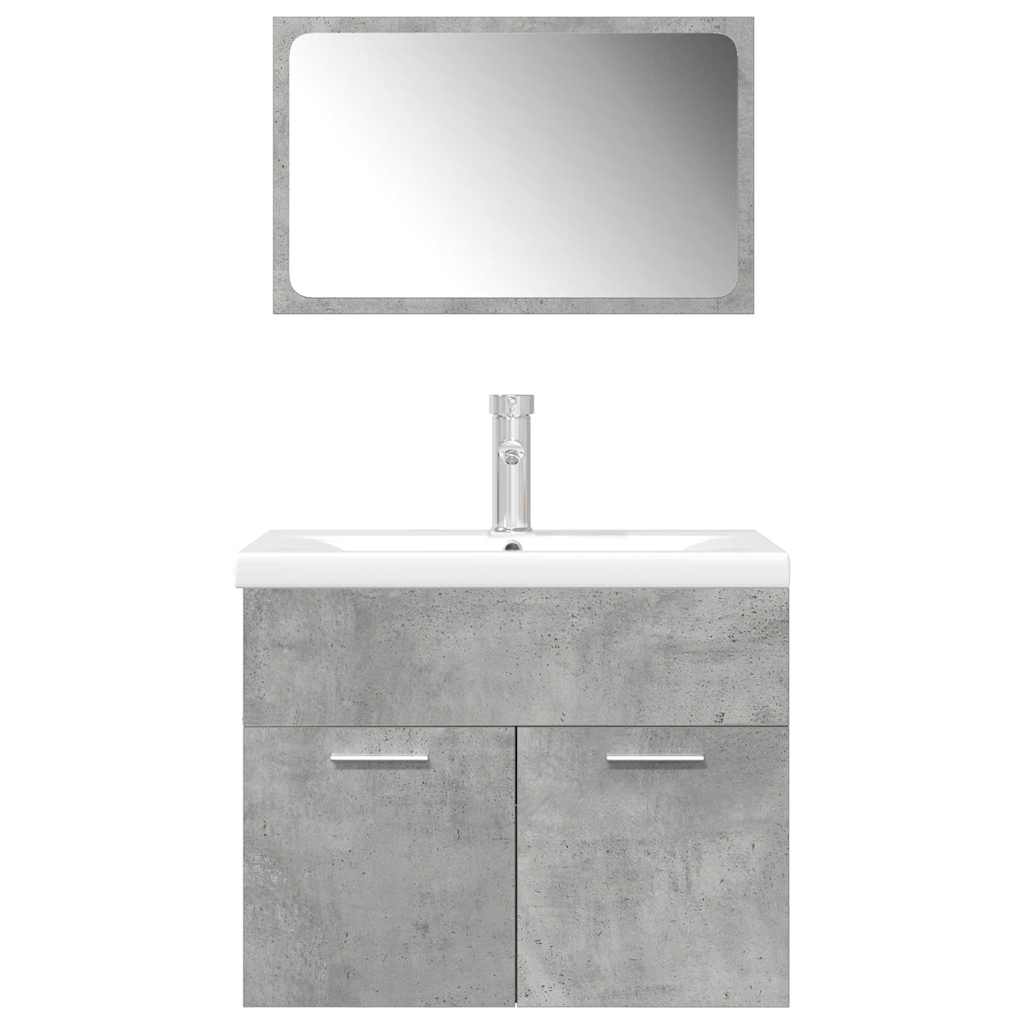 3 Piece Bathroom Furniture Set Concrete Grey Engineered Wood