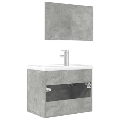 3 Piece Bathroom Furniture Set Concrete Grey Engineered Wood