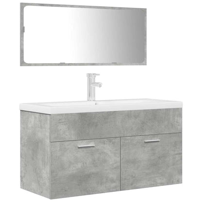 3 Piece Bathroom Furniture Set Concrete Grey Engineered Wood