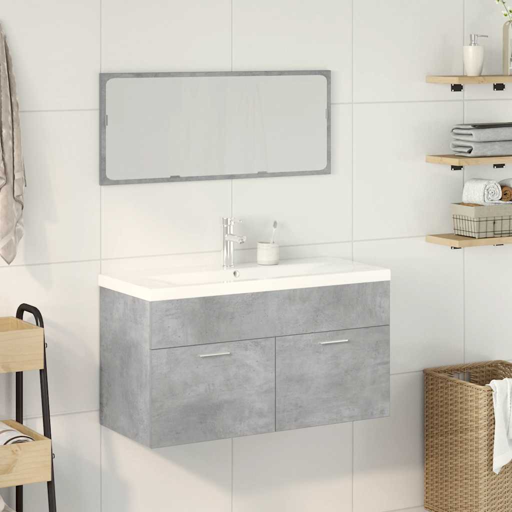 3 Piece Bathroom Furniture Set Concrete Grey Engineered Wood