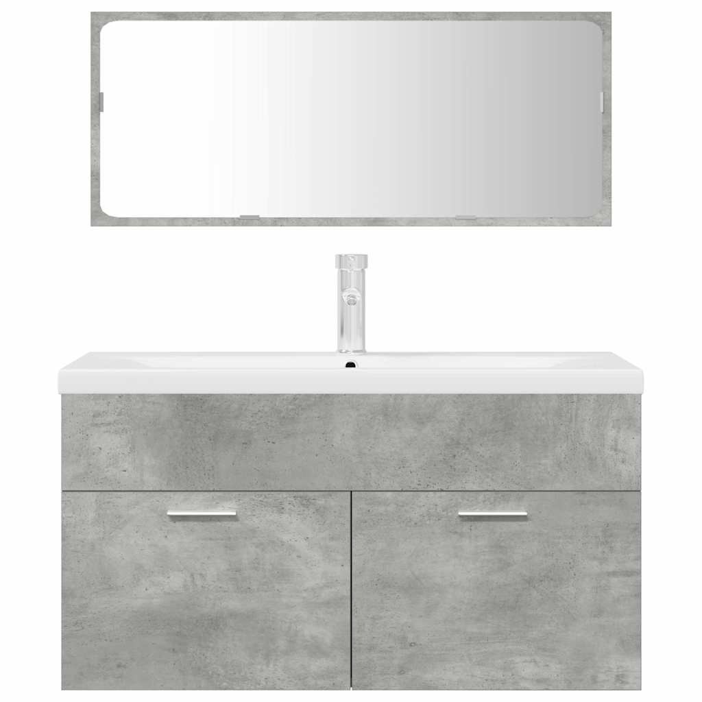 3 Piece Bathroom Furniture Set Concrete Grey Engineered Wood