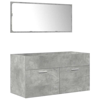 3 Piece Bathroom Furniture Set Concrete Grey Engineered Wood