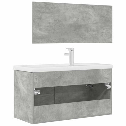 3 Piece Bathroom Furniture Set Concrete Grey Engineered Wood