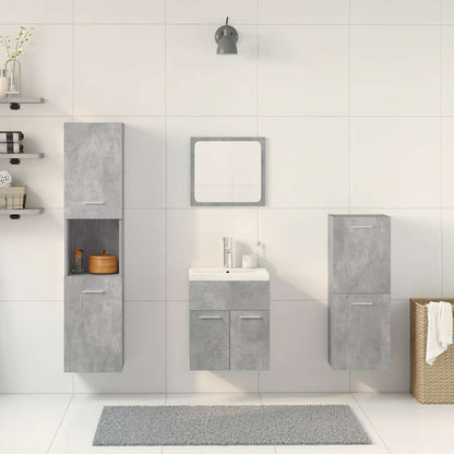 5 Piece Bathroom Furniture Set Concrete Grey Engineered Wood