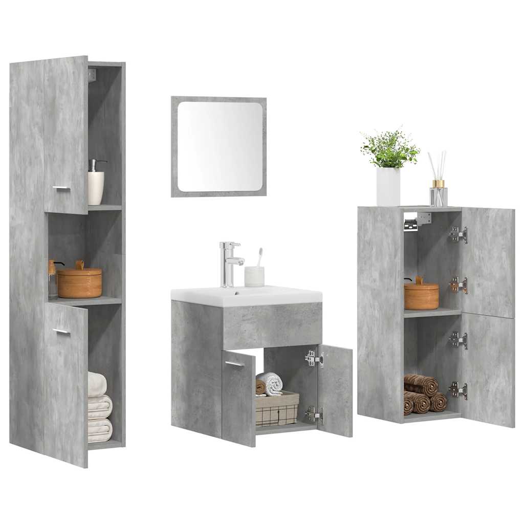 5 Piece Bathroom Furniture Set Concrete Grey Engineered Wood