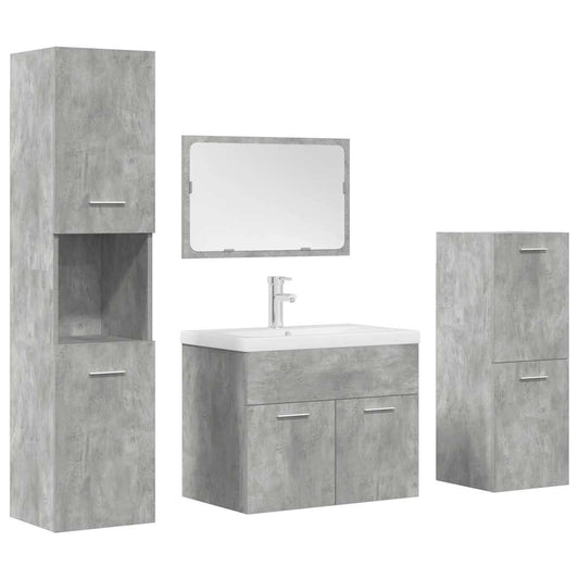 5 Piece Bathroom Furniture Set Concrete Grey Engineered Wood