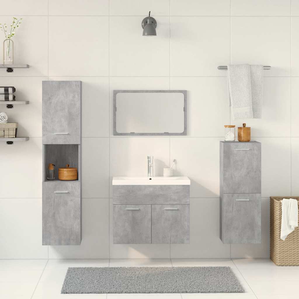 5 Piece Bathroom Furniture Set Concrete Grey Engineered Wood