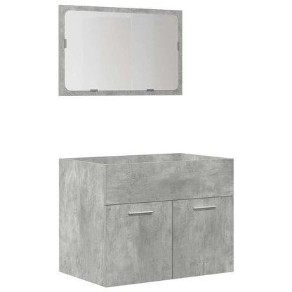 5 Piece Bathroom Furniture Set Concrete Grey Engineered Wood