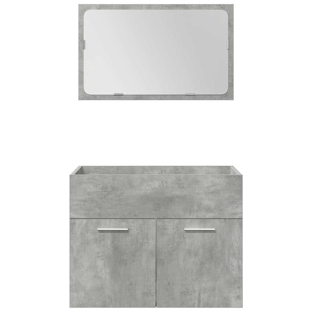 5 Piece Bathroom Furniture Set Concrete Grey Engineered Wood