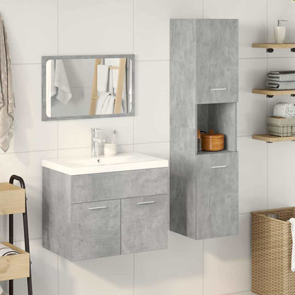 4 Piece Bathroom Furniture Set Concrete Grey Engineered Wood