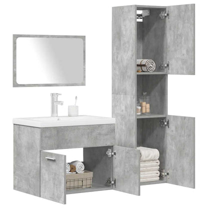 4 Piece Bathroom Furniture Set Concrete Grey Engineered Wood