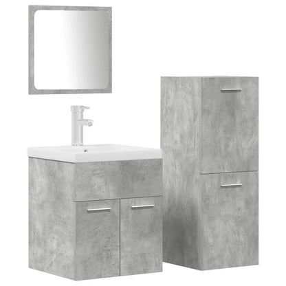 4 Piece Bathroom Furniture Set Concrete Grey Engineered Wood