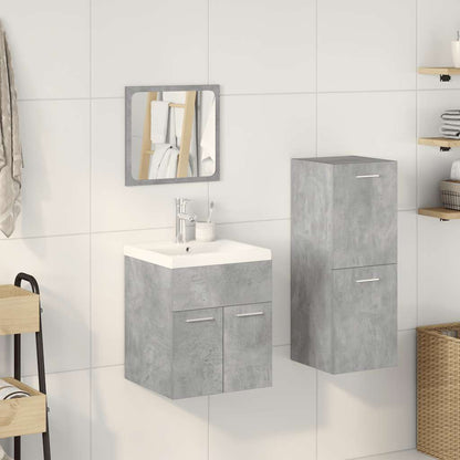 4 Piece Bathroom Furniture Set Concrete Grey Engineered Wood