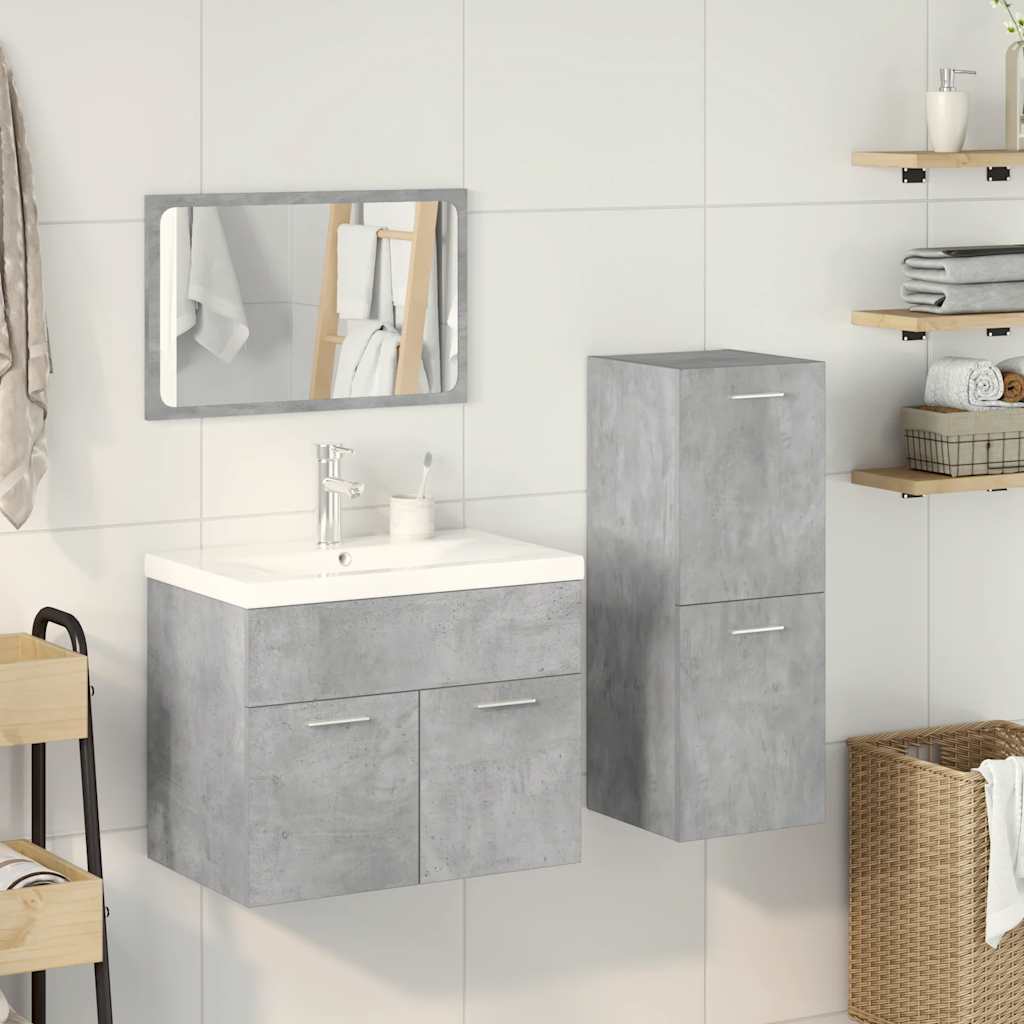 4 Piece Bathroom Furniture Set Concrete Grey Engineered Wood