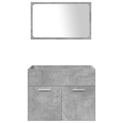 4 Piece Bathroom Furniture Set Concrete Grey Engineered Wood