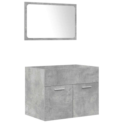 4 Piece Bathroom Furniture Set Concrete Grey Engineered Wood