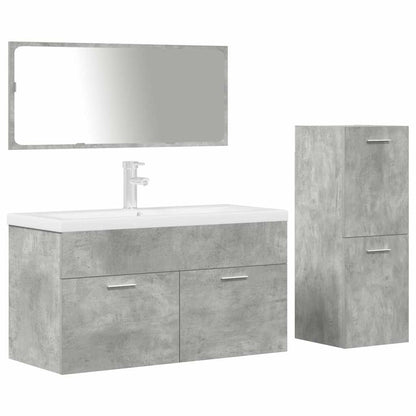 4 Piece Bathroom Furniture Set Concrete Grey Engineered Wood