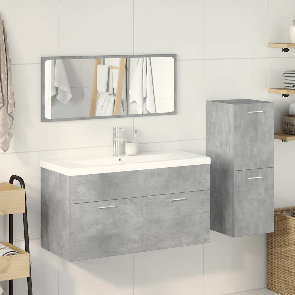 4 Piece Bathroom Furniture Set Concrete Grey Engineered Wood