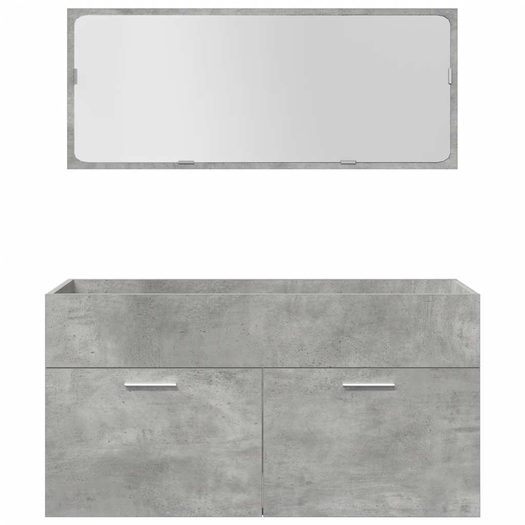 4 Piece Bathroom Furniture Set Concrete Grey Engineered Wood