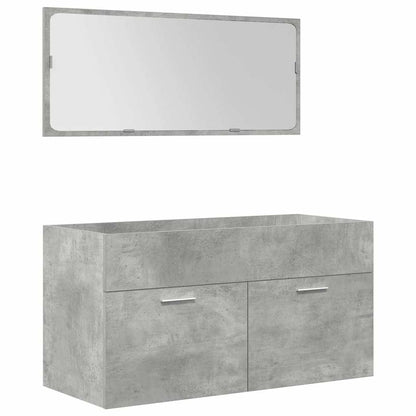 4 Piece Bathroom Furniture Set Concrete Grey Engineered Wood