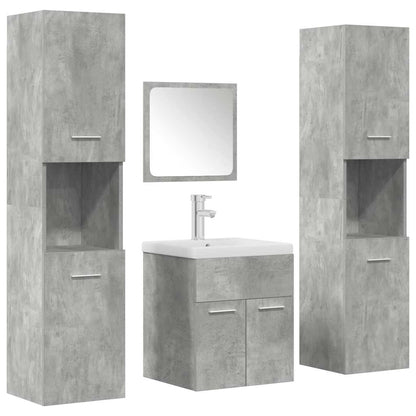 5 Piece Bathroom Furniture Set Concrete Grey Engineered Wood