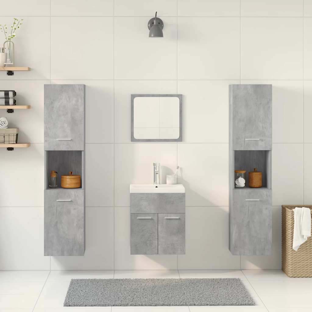 5 Piece Bathroom Furniture Set Concrete Grey Engineered Wood