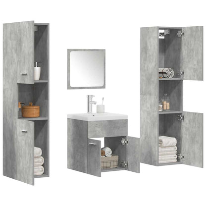 5 Piece Bathroom Furniture Set Concrete Grey Engineered Wood