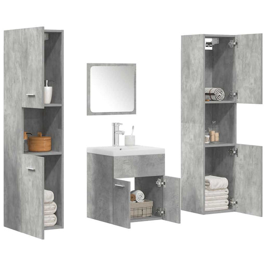 5 Piece Bathroom Furniture Set Concrete Grey Engineered Wood