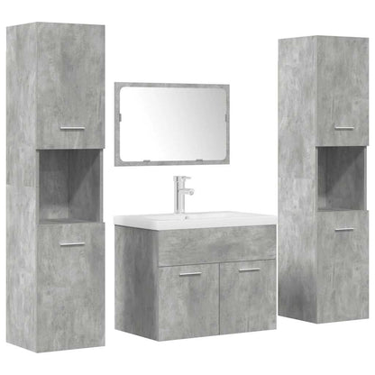 5 Piece Bathroom Furniture Set Concrete Grey Engineered Wood