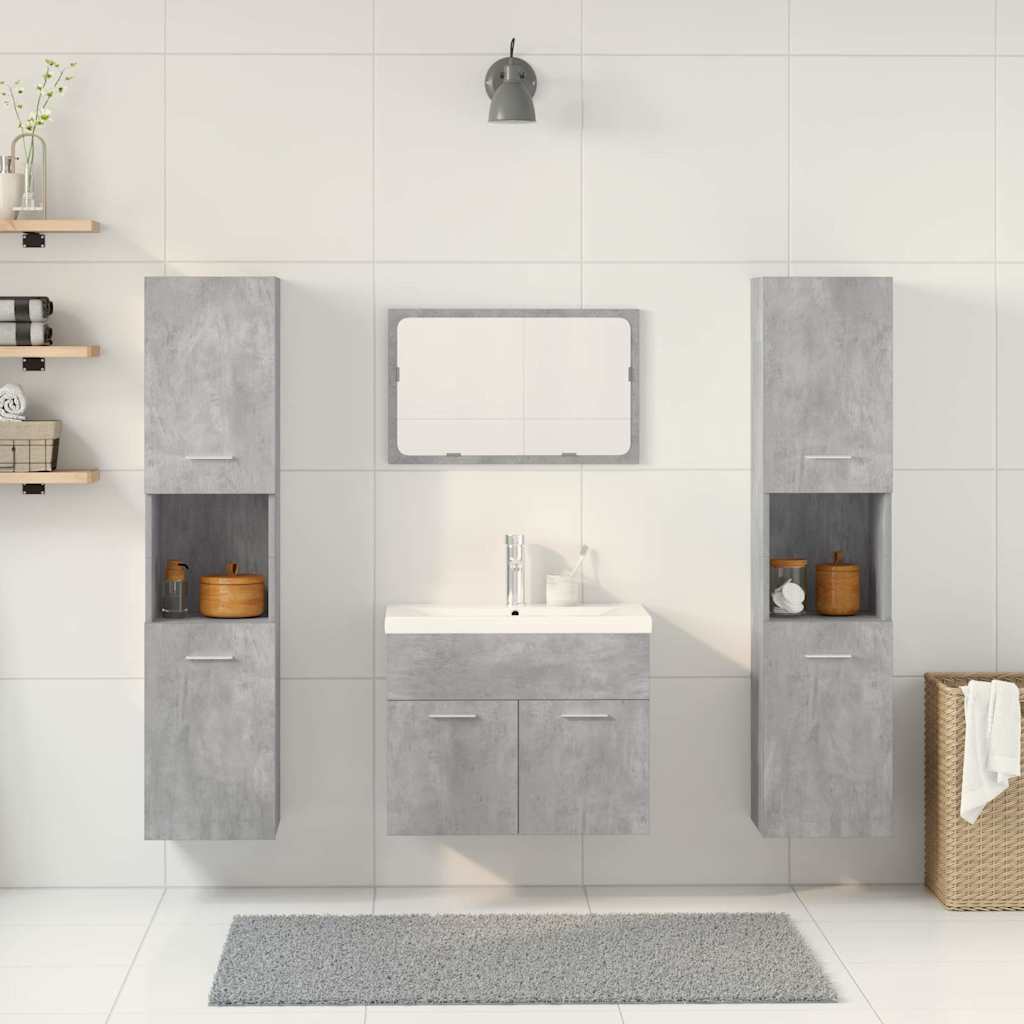 5 Piece Bathroom Furniture Set Concrete Grey Engineered Wood