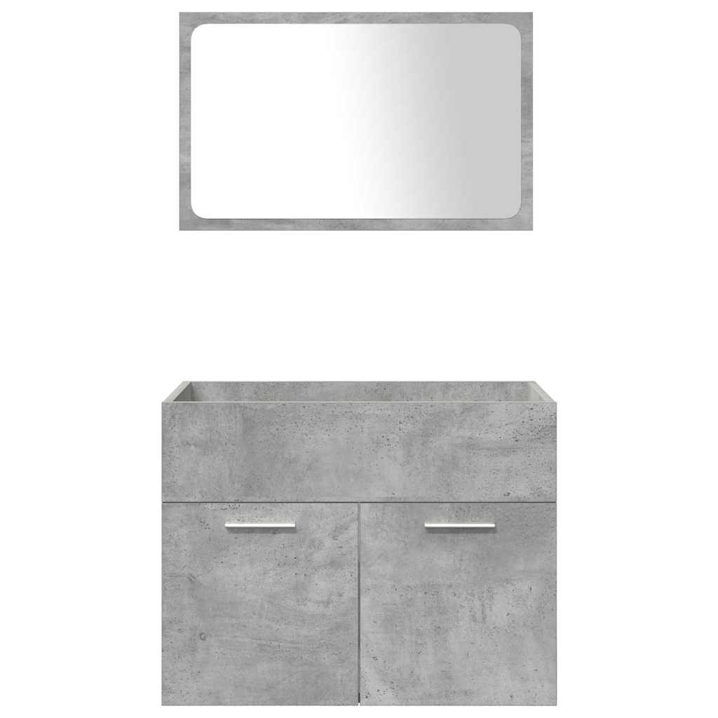 5 Piece Bathroom Furniture Set Concrete Grey Engineered Wood