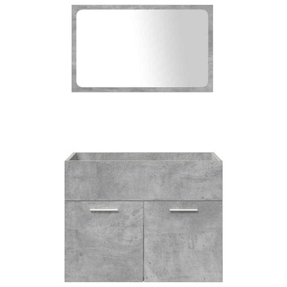 5 Piece Bathroom Furniture Set Concrete Grey Engineered Wood