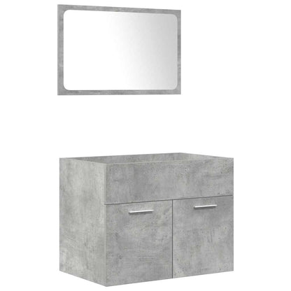 5 Piece Bathroom Furniture Set Concrete Grey Engineered Wood