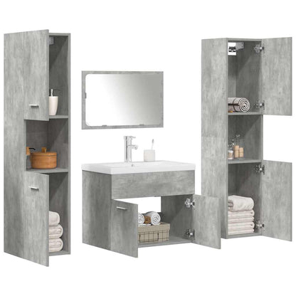 5 Piece Bathroom Furniture Set Concrete Grey Engineered Wood