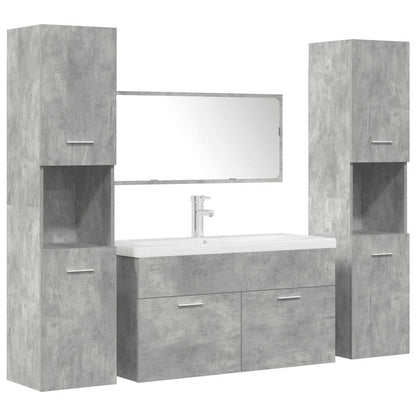 5 Piece Bathroom Furniture Set Concrete Grey Engineered Wood