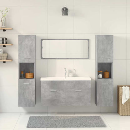 5 Piece Bathroom Furniture Set Concrete Grey Engineered Wood