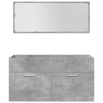 5 Piece Bathroom Furniture Set Concrete Grey Engineered Wood