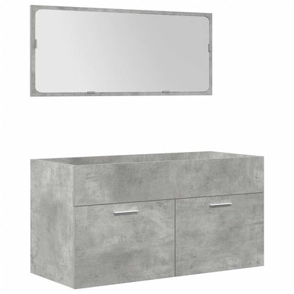 5 Piece Bathroom Furniture Set Concrete Grey Engineered Wood