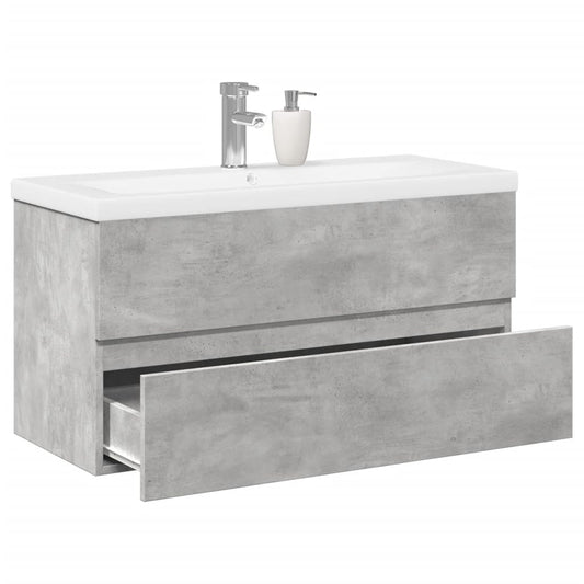 2 Piece Bathroom Furniture Set Concrete Grey Engineered Wood