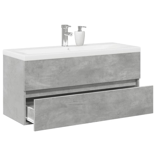 2 Piece Bathroom Furniture Set Concrete Grey Engineered Wood