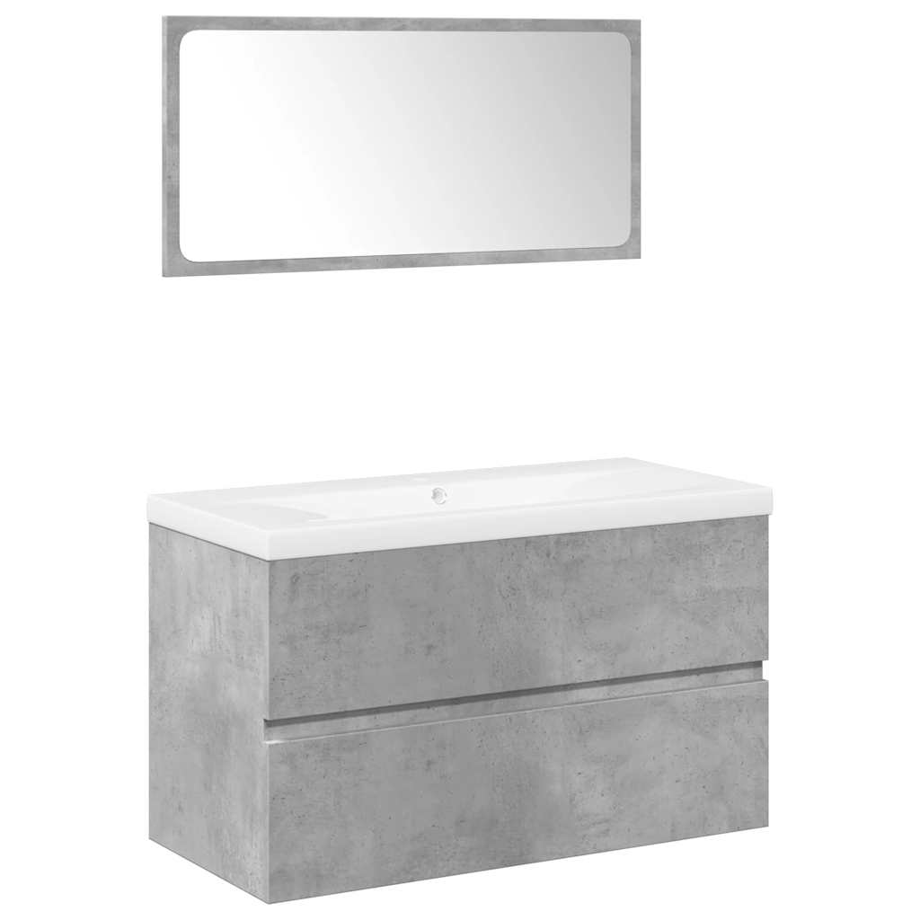 3 Piece Bathroom Furniture Set Concrete Grey Engineered Wood