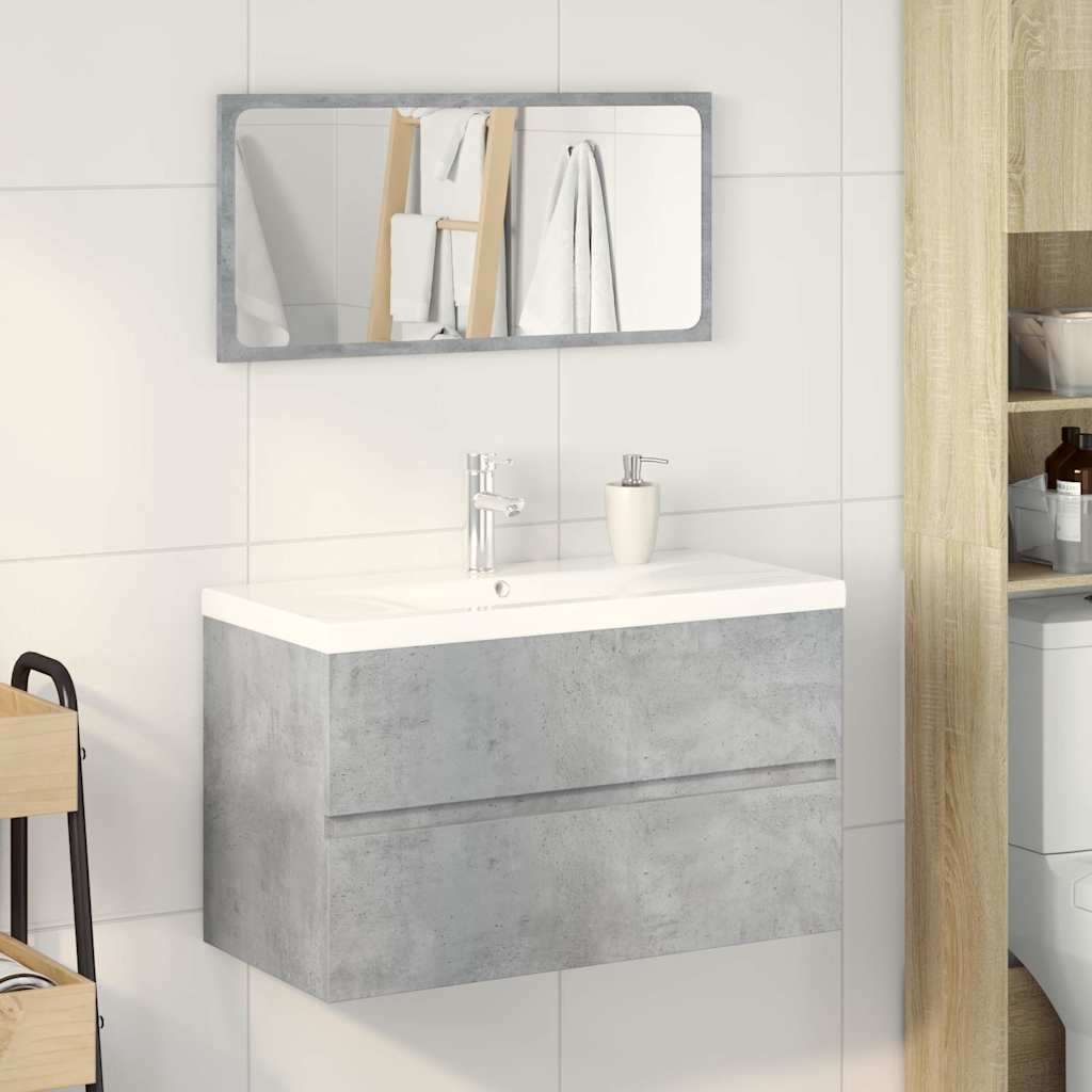 3 Piece Bathroom Furniture Set Concrete Grey Engineered Wood