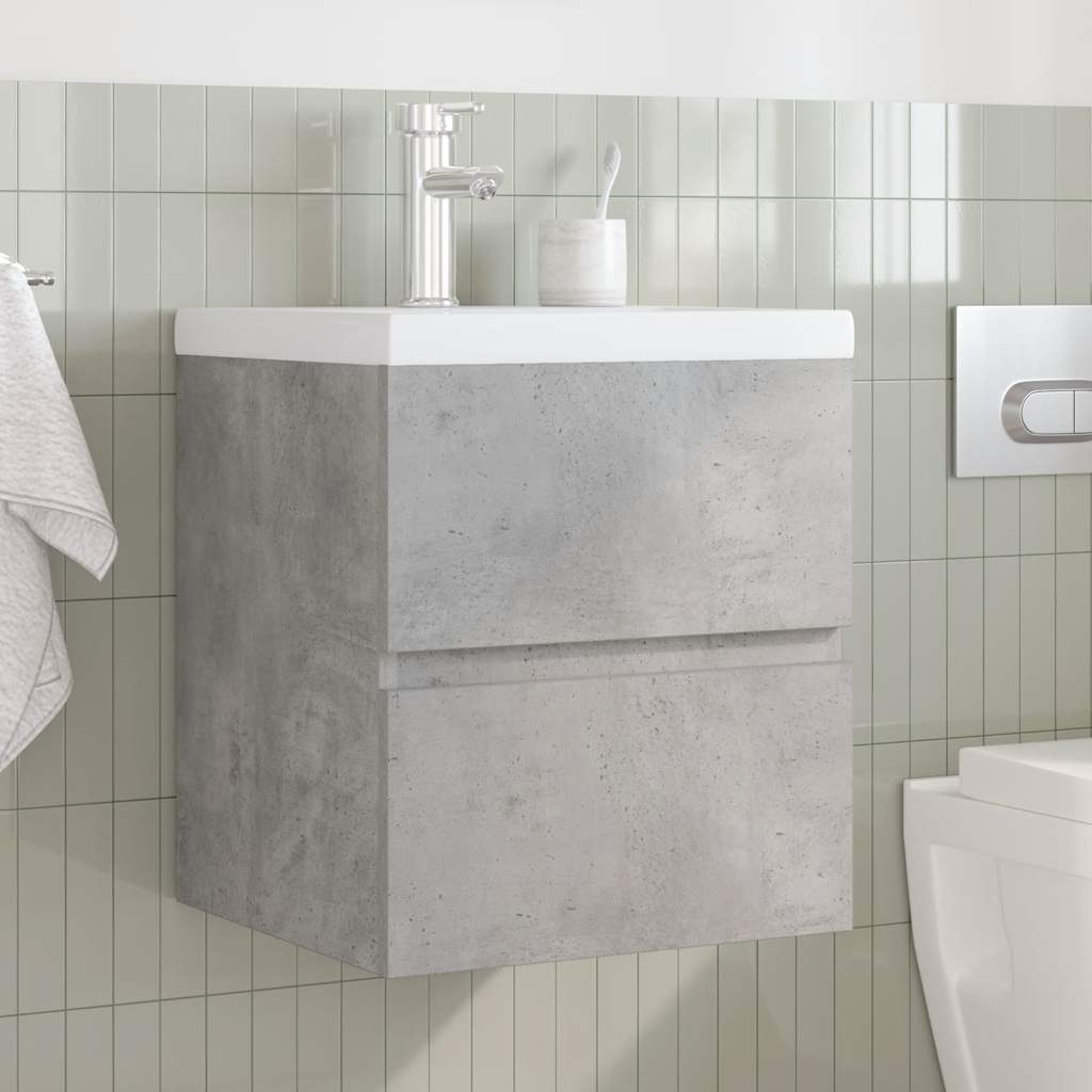 2 Piece Bathroom Furniture Set Concrete Grey Engineered Wood