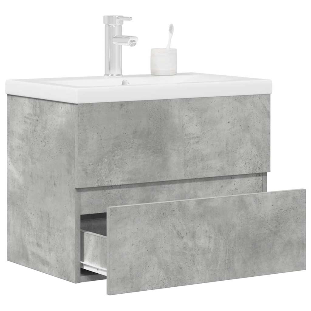 2 Piece Bathroom Furniture Set Concrete Grey Engineered Wood