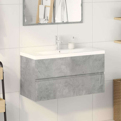 2 Piece Bathroom Furniture Set Concrete Grey Engineered Wood